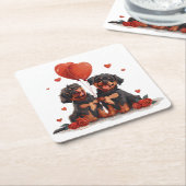 Valentijnsdag Rottweiler Dogs Kartonnen Onderzetters (Schuin)