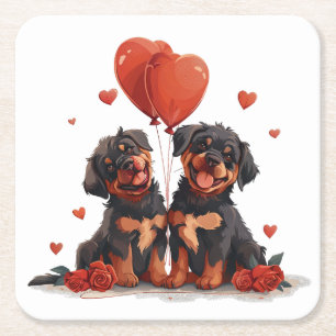 Valentijnsdag Rottweiler Dogs Kartonnen Onderzetters