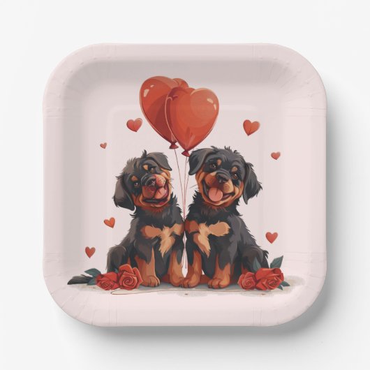 Valentijnsdag Rottweiler Dogs Papieren Bordje (Voorkant)