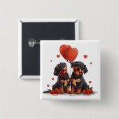 Valentijnsdag Rottweiler Dogs Vierkante Button 5,1 Cm (Voorkant /achterkant)