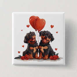 Valentijnsdag Rottweiler Dogs Vierkante Button 5,1 Cm