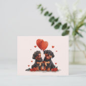 Valentijnsdag Rottweiler Honden Briefkaart (Staand voorkant)