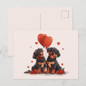 Valentijnsdag Rottweiler Honden Briefkaart (Voorkant / Achterkant)