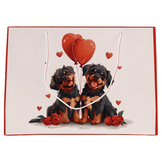 Valentijnsdag Rottweiler Honden Groot Cadeauzakje (Voorkant)