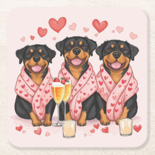 Valentijnsdag Rottweiler Honden Kartonnen Onderzetters