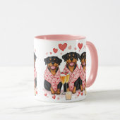 Valentijnsdag Rottweiler Honden Mok (Voorkant rechts)