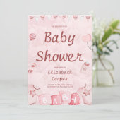 Valentijnsdag Roze Baby Meisje Douche Kaart (Staand voorkant)