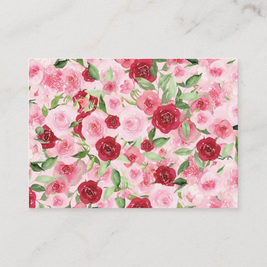 Valentijnsdag Roze Bloemen Boeken voor Baby Informatiekaartje (Achterkant)