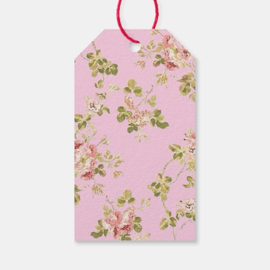  Valentijnsdag Roze Bloemen Hart Custom Cadeaulabel (Achterkant)