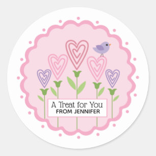 Valentijnsdag Roze Bloemhartjes Ronde Sticker