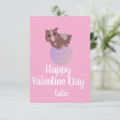 Valentijnsdag Roze Cute Hamster Kaart (Staand voorkant)