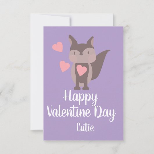 Valentijnsdag Roze Cute vos Kaart (Voorkant)