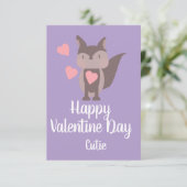 Valentijnsdag Roze Cute vos Kaart (Staand voorkant)
