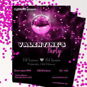Valentijnsdag Roze Disco Ball Party Flyer