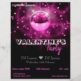 Valentijnsdag Roze Disco Ball Party Flyer