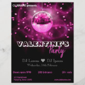 Valentijnsdag Roze Disco Ball Party Flyer (Voorkant)
