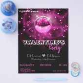 Valentijnsdag Roze Disco Ball Party Flyer (Enkel)