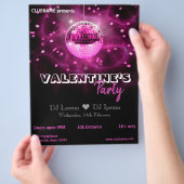 Valentijnsdag Roze Disco Ball Party Flyer (Hand)