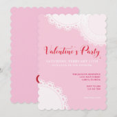 Valentijnsdag Roze Doilie Partij Kaart (Voorkant / Achterkant)