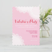 Valentijnsdag Roze Doilie Partij Kaart (Staand voorkant)