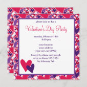 Valentijnsdag roze en Paarse harten Kaart (Voorkant / Achterkant)