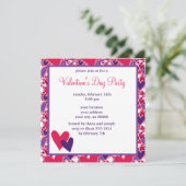 Valentijnsdag roze en Paarse harten Kaart (Staand voorkant)