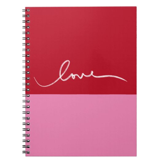 Valentijnsdag Roze en Rode Colorblock Heart Book Notitieboek (Voorkant)