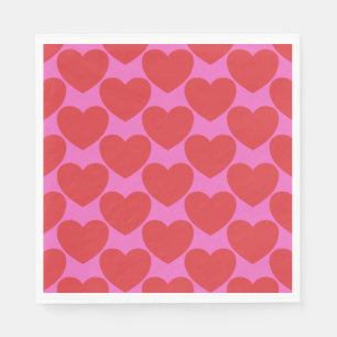 Valentijnsdag Roze en Rode Hart Patroon Feest Servet