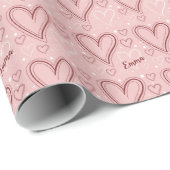 Valentijnsdag roze en rode harten cadeaupapier (Rol Hoek)