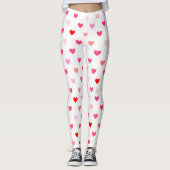 Valentijnsdag Roze en rode harten Leggings (Voorkant)