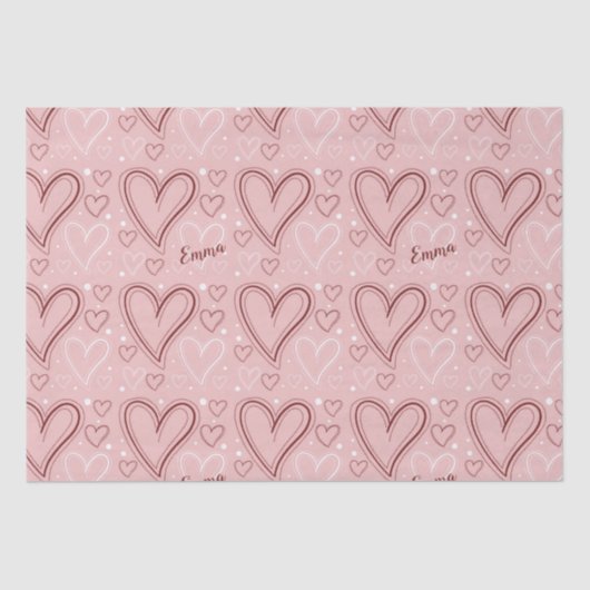 Valentijnsdag roze en rode harten tissuepapier (Voorkant)