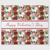 Valentijnsdag Roze en rode roze Floral Cadeaupapier (Vlak)