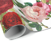 Valentijnsdag Roze en rode roze Floral Cadeaupapier (Rol Hoek)