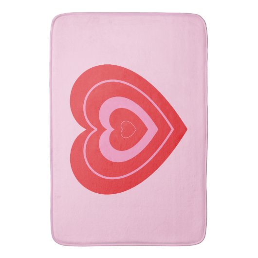 Valentijnsdag Roze en Rode Twee Toned Hart Badmat (Voorkant Verticaal)