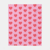 Valentijnsdag Roze en Rode Twee Toned Hart Fleece Deken (Voorkant)