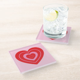 Valentijnsdag Roze en Rode Twee Toned Hart Glazen Onderzetter