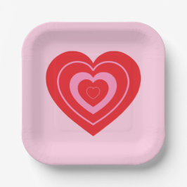 Valentijnsdag Roze en Rode Twee Toned Hart Papieren Bordje