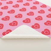 Valentijnsdag Roze en Rode Twee Toned Hart Sherpa Deken (3/4)