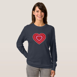 Valentijnsdag Roze en Rode Twee Toned Hart T-shirt
