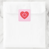 Valentijnsdag Roze en Rode Twee Toned Hart Vierkante Sticker (Tas)