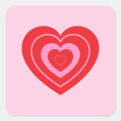 Valentijnsdag Roze en Rode Twee Toned Hart Vierkante Sticker (Voorkant)