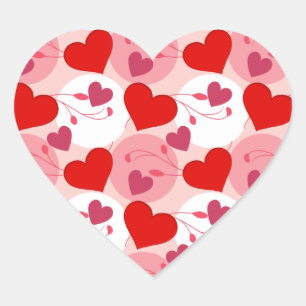 Valentijnsdag roze en rood hartpatroon hart sticker