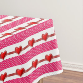 Valentijnsdag Roze en Witte Hartjes Tafelkleed