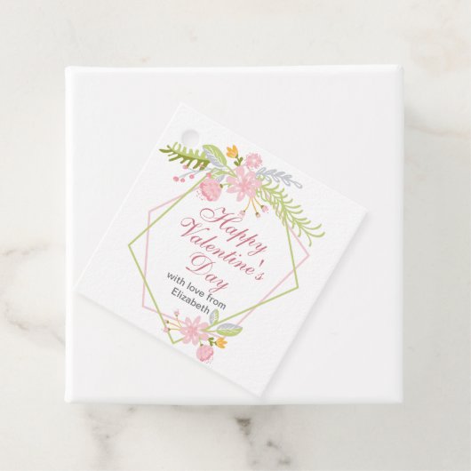 Valentijnsdag Roze Floral Aangepaste Partij Bedankjes Labels (In situ)