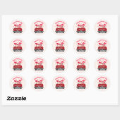 Valentijnsdag Roze Gnome Red Truck Love Ronde Sticker (Vel)