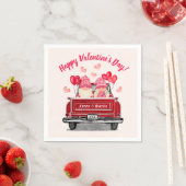 Valentijnsdag Roze Gnome  Red Truck Servet (Insitu)