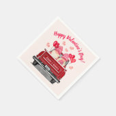 Valentijnsdag Roze Gnome  Red Truck Servet (Hoek)