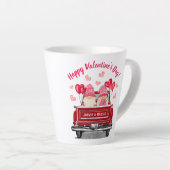 Valentijnsdag Roze Gnomen  Red Truck Love Latte Mok (Rechterhoek)