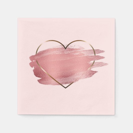 Valentijnsdag Roze Gold Glitter Heart Paper Servet (Voorkant)