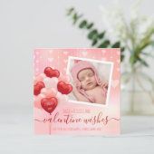 Valentijnsdag Roze Hart Ballon Instagram Kaart (Staand voorkant)